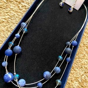 Pearl & Club Necklace and Earring Set